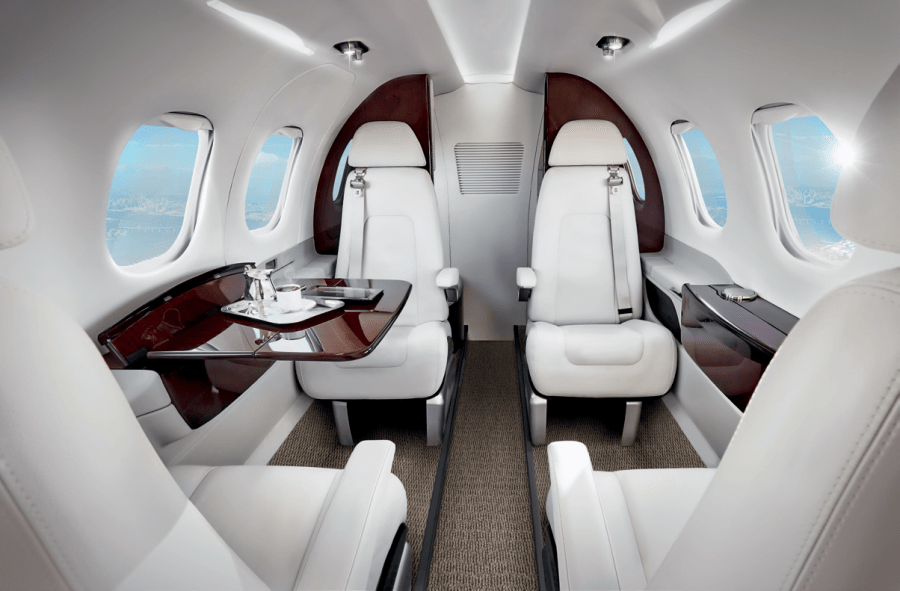 Comparison of private jet cabin interiors explaining differences in hourly rental price