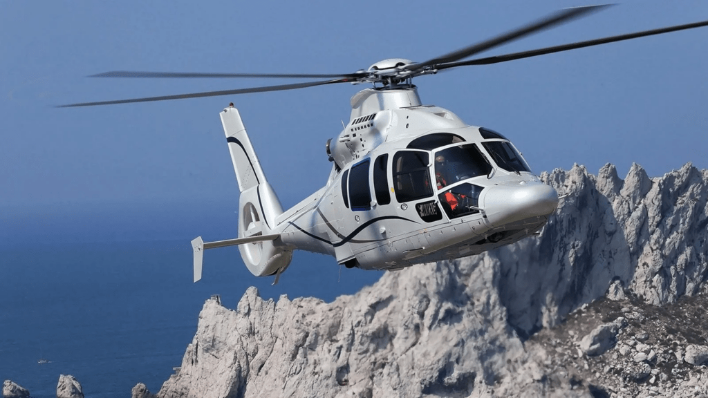 Eurocopter EC155 helicopter offering smooth handling and panoramic visibility in flight