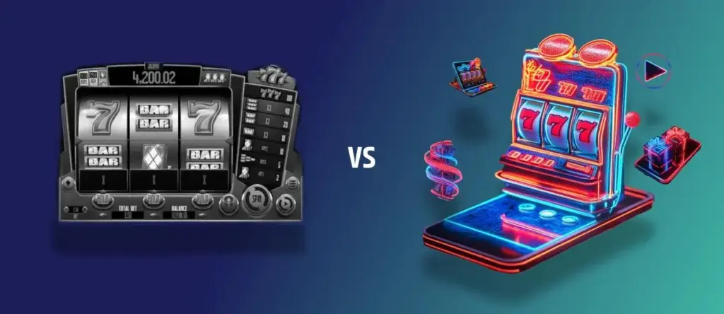 Comparison between modern online casino interface and outdated platform design